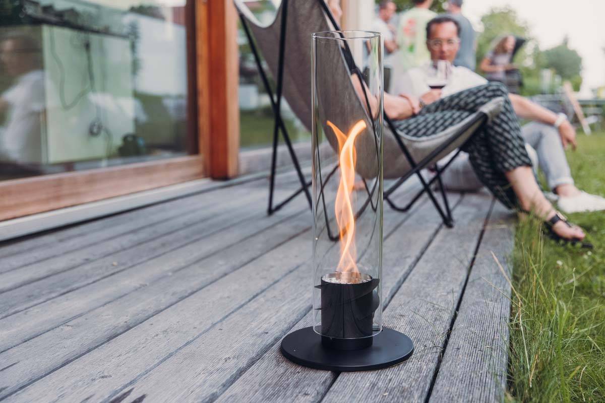 Feu de table Spin Höfats Lampe de table design au bioéthanol avec feu